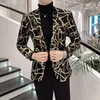 Brand Men Floral Blazer Wedding Party Colorful Plaid Gold Black Sequins Design DJ Singer Suit Jacket Fashion Outfit317j