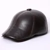 ボールキャップ2023冬の男性本革の帽子大人のシープスキン野球高齢者耳保護暖かいヘッドギアキャップ4色b-7287