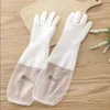 Deux paires de gants de vaisselle en plastique épaissi en peluche durables femmes imperméables en caoutchouc bol de lavage cuisine blanchisserie rubber2664