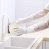 Två par slitstarka plyschdjockade plastiska diskmaskiner för kvinnors vattentäta gummitvättskål Kök tvättgummi307v