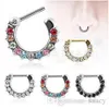 New Arrival Septum Clicker Nose Rings CZ Gem Nose Piercing 316L Stainless Steel Body Jewelry Size 1 2mm241E