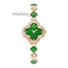 DOM rétro luxe femmes mode cadran vert montre-bracelet trèfle à quatre feuilles Bracelet ornement Simple tendance montre étanche pour hommes