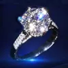 925 Sterling Silver CZ Cocktail Stor överdriven ring Big Stone Cubic Zirconia Micro Shop Eternal Wedding Band Cathedral Ring EXQ299Y