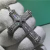 Luksusowy wisiorek Diamond 100% 925 Srebrny Naszyjnik w zawieszek Srebrny Krzyżowy dla kobiet
