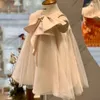 Robes de fille 1 à 8 ans mignonne princesse de fleur pour mariage grand arc tulle en dentelle petite concours de bal robes de bal