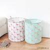 Storage Baskets Basket Cotton Linen Foldable Laundry Basket Dirty Clothes Toy Storage Bag Pouch Holder Big Organizer Bin Handle R230720