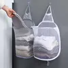 Storage Baskets Dirty Clothes Basket Foldable Laundry Storage Basket Bathroom Clothes Hanging Bag Household Wall-mounted Mesh Storage Bag