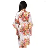 Women's Sleepwear Print Floral Wedding Robe For Flower Girls Kimono Bathrobe Gown Half Sleeve Softy Intimate Lingerie Loose Negligee Home