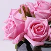 Dekorativa blommor Tea Rose Bouquet (10st/gäng) 21 cm Hemdekoration Latexbeläggning Petal Wedding Artificial Flower Event Party Display -