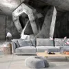 Custom Po Mural 3D Stereoscopic Extended Space Cement Wall Painting Papel De Parede Living Room Sofa TV Background Home Decor296i