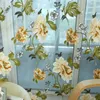 Cortina elegante floral transparente tule voile painel de janela drapeado cachecol sanefas sala de estar decorativa 95x200cm