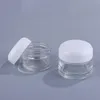 Bouteilles de gros 15g 20g 30g 50g Regilable maquillage de beauté cosmétique en verre transparent en verre personnel Jar crème avec capuchon blanc wrdge