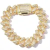 Męskie mrożone Miami Cuban Link Bransoletka 14K Gold Solid Diamonds 15 mm Bracelets Bracelets Cubic Zirconia Jewelry205Q