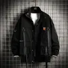 Men's Jackets Men Streetwear Jacket Black Hip Hop 2023 Autumn Cargo Harajuku Hooded Outwear Clothes oversize 5XL 6XL 7XL 230719