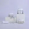 Bouteilles de gros 15g 20g 30g 50g Regilable maquillage de beauté cosmétique en verre transparent en verre personnel Jar crème avec capuchon blanc wrdge