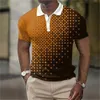 メンズポロスポロシャツゴルフプレーントランジション3DプリントTシャツストリート衣類短袖ボタンファッションカジュアル230720