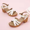 Sandaler Heel Shoes for Women Summer Fashion Ankle Strap Womens Chunky Vintage Dress Open Toe Ladies Platform 230720