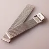 Titta på band Rostfritt stål Mesh Watchband 18mm 19mm 20mm 21mm 22mm 24mm Silver Watch Strap Armband Special Fold Clasp Deployment Quick Pin 230719