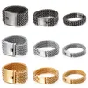 Bangle Square Mesh Chain Bracelet Mens Punk Vintage Metal Stainless Steel Wristband Charm Wide Jewelry 230719