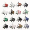 Natural Stone Pendant Vintage Carving Elephant Shape Crystal Agate Charms Necklace Jewelry Making Accessory