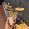 2021 Starbucks Mugs Pink Sakura Large Capacity Glass Accompanying Cup with Straw353o