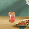 Bottiglie di stoccaggio Barattolo di vetro Bottiglia vuota trasparente Organizzatore multiuso con coperchio in legno per piccoli oggetti Cucina Ingredienti secchi Condimenti Caramelle