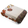 Stol täcker rutig soffa filt bohemiskt omslag kasta blanekt -säng dekorativ boho picknick med tofs