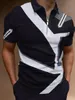 Hommes Polos Polo Shirt Été Haute Qualité Casual Jour À Manches Courtes Rayé Revers Fermeture Éclair 230720