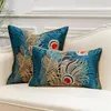 Kudde Dekorativ kudde Luxury Cushion Cover Peacock Feather Colorful Home Decorative Throw Pillows Moderna omslag för soffa Couch266U