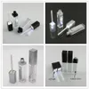7ML LED Light Black Cosmetic Lipstick Containers Make up Tool Plastic Square Concealer Bottle Lip Gloss Tube with Mirror 20pcs295Z