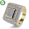 Hip Hop Mens Mens Pierścienie biżuterii luksusowy projektant moda złota lodowany lodowany cyfr palec pełny cz bling sześcien cyrkon pierścień miłosny W182O