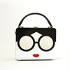 LANSO Fashion Small Square Bag Female Acrylic Evening Bags Glasses Lips Women Personality Wedding Clutch Purse Sisters Party Bag2407