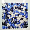 Marineblaue weiße Kieselstein-Porzellanmosaik-Küchenrückwandfliese PPMTS09 Keramik-Badezimmerwandfliesen250M
