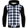 Herrenjacken Lässige Herren Slim Plaid Bomberjacke Herbst Winter Langarm Reißverschluss Mit Kapuze Strickjacke Mantel Windjacken Oberbekleidung