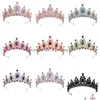 Gioielli per capelli Tiara Crystal Bridal Crown Sier Color Diadem Veil Diademi S Accessori Copricapo Head Jewelr Drop Delivery Hairjewelry Dhr0D