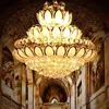 LED Chandeliers Lights Fixture Modern Crystal Lotus Flower Chandelier Golden Crystal Pendant Lamps Home Indoor el Clubs MYY213f