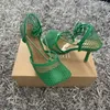 Sandali New Sexy Green Mesh Women Pumps Sandali Donna Punta quadrata tacchi alti Lace Up Cross-legato Stiletto hollow Party Shoes Donna L230720