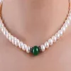 8 0-9 0 Perlenkette 100 % echte natürliche Süßwasser-Zuchthalskette mit natürlicher Jade-Halskette Choker262Y