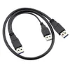 60 CM Super speed USB 3 0 power Y kabel 2 USB3 0 Male naar USB Male voor externe Harde Disk269c