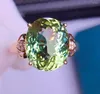 Cluster Rings E417 Tourmaline Ring Fine Jewelry Solid 18K Gold Nature Green Gemstones 6.5ct Diamonds For Women Present