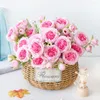 Decorative Flowers Artificial Peonies 5 Heads Not Wither Weather-resistant Easy Care Korean Style Faux For Wedding