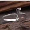 Pure Silver Snake Otwarte bransoletki dla kobiet Mężczyźni Prezent około 18 cm Vintage Animal Bransoleta Thai Biżuteria SQM086 Bangle2695