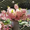 Decorative Flowers Wreaths 1Meter Cherry Blossoms Artificial Silk Sakura Branches Fake Long Bouquet Diy Home Decoration Drop Deliv Dh0Z2