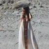 Basic Casual Dresses Boho Inspired Summer Dresses Strapless floral embroidery sexy White maxi Dress long women Dresses hippie chic Vestido Robes 230719