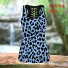 Leggings femininas Regata feminina oca e legging 3D Leopard All Over Print Camisa sem mangas Colete de verão Plus Size Tops de ioga