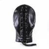 Cappuccio in pelle di pelliccia rigorosa BDSM Bondage Maschera per imbracatura per la testa per uomini gay Donne Gioco erotico per adulti Premium Locking Slave con cappuccio 210722240m