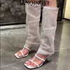 Sandals Women Pumps Western Boots For High Heels Elegant Mesh Peep Toe Knee-High Female Shoes For Ladies Modern Long Chelsea Boots 230719