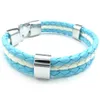 Bracelets porte-bonheur Bracelet Cuir Bleu Drapeau Blanc Argentin Alliage Tressé Longueur 21 5 Cm Avec Une Pochette Velours246N