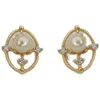 Stud HI MAN 925 Sterling Silver French Cut Oval Pearl Earstuds Womens Eleganti accessori per gioielli vintage 230719