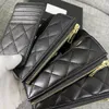 Luxury Designer Caviar Card Holder Classic Womens Genuine Leather Wallet Zipper Coin Purse Mens Key Ring Credit Cards Bag Travel Documents Passport Holders